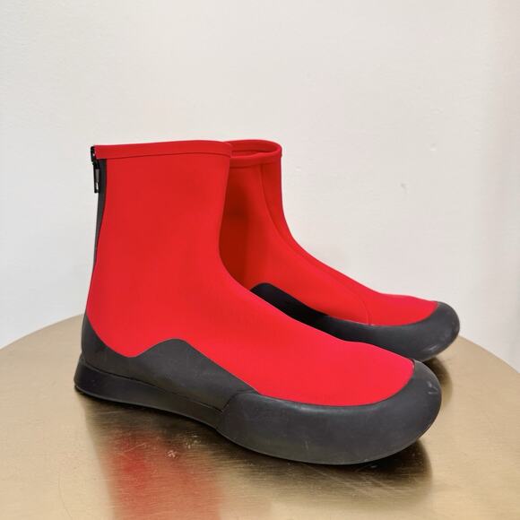 The Row Red Scuba Neoprene Bicolor Zip Ankle Sock Boot Shoes Size 36 Modern - Picture 1 of 10